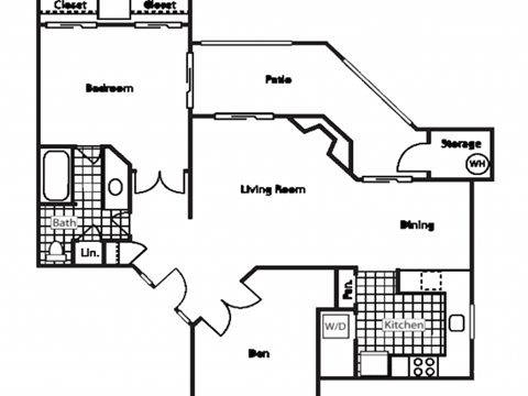 A4 1 Bed 1 Bath Floor Plan at Country Brook Apartments, 4909 West Joshua Blvd, Arizona